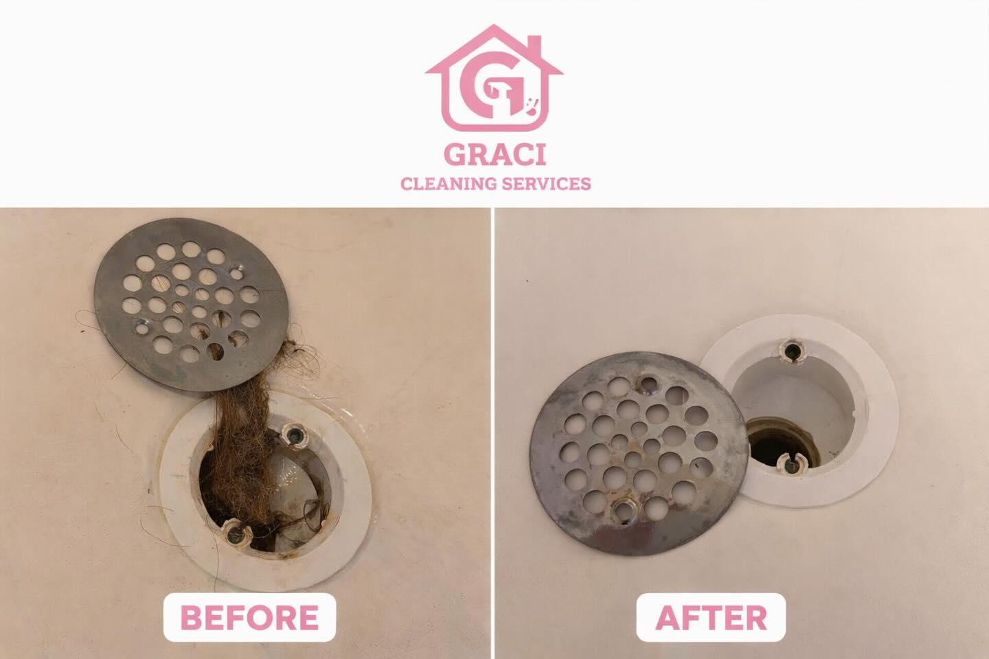 Before and after drain cleaning service